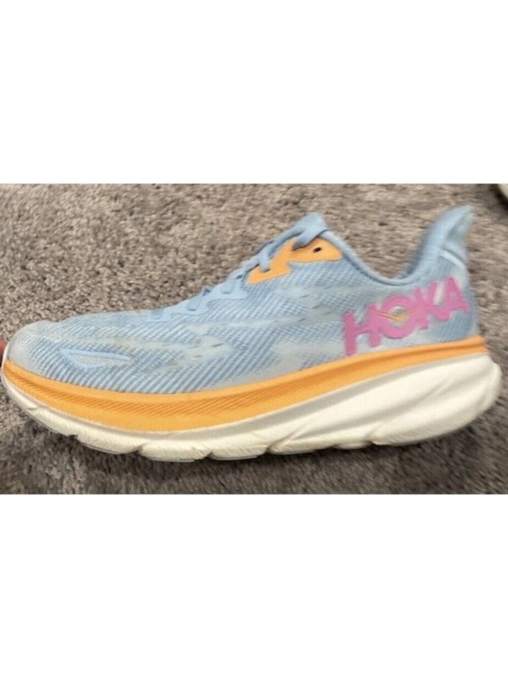 Hoka One One Womens Clifton 9 1127896 ABIW Blue Running Shoes Sneakers Sz 10 B